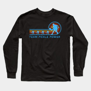 TEAM PICKLE POWER, Pickleball team player, paddle and ball  Retro Vibe Long Sleeve T-Shirt